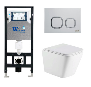 Унитаз с инсталляцией WeltWasser AMBERG 506 + GELBACH 043 GL-WT + AMBERG RD-WT