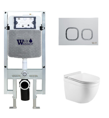 Унитаз с инсталляцией WeltWasser AMBERG 497 ST + HEIMBACH 043 GL-WT + AMBERG RD-WT