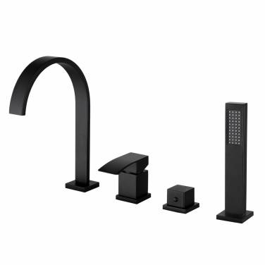 ABBER Wasserfall AF8613B на борт ванны, черный матовый