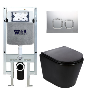 Унитаз с инсталляцией WeltWasser AMBERG 497 ST + SALZBACH 043 MT-BL + AMBERG RD-CR