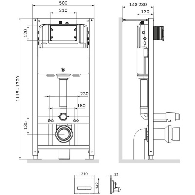 AM.PM Pro I012704.50A38 для подвесного унитаза с клавишей смыва Черный глянец