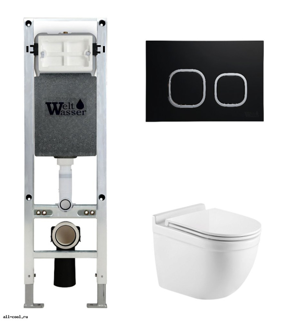 Унитаз с инсталляцией WeltWasser AMBERG 350 ST + HEIMBACH 043 GL-WT + AMBERG RD-BL