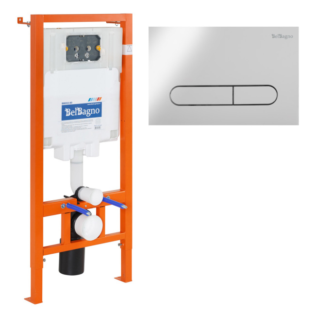BelBagno BB002-80/BB005-PR-CHROME с кнопкой смыва Белый