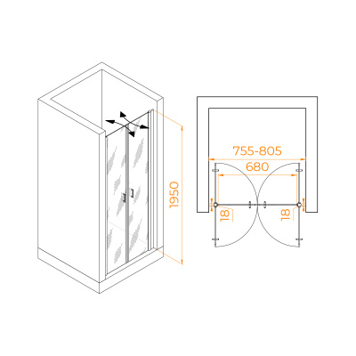 RGW PA-104-Gb Золото/Прозрачное/6 мм (755-805) (EasyClean)/80*195