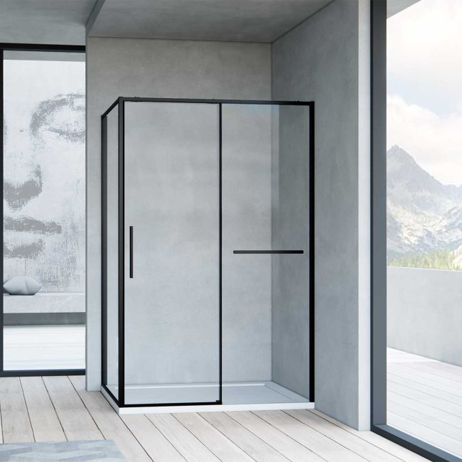 Vincea Slim Soft VSR-1SS9011CLB, 1100*900, черный, стекло прозрачное