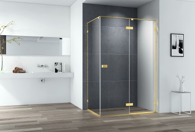 Cezares Bellagio 100x80 BELLAGIO-AH-1-100/80-C-BORO профиль Золото брашированное стекло прозрачное без поддона