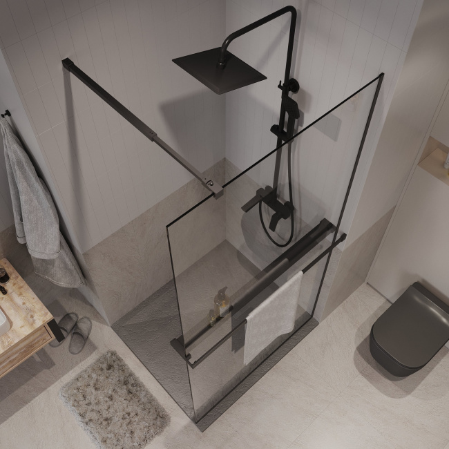 Niagara Nova NG-670-90ВLACK (90*195) черный матовый, стекло прозрачное,1 место