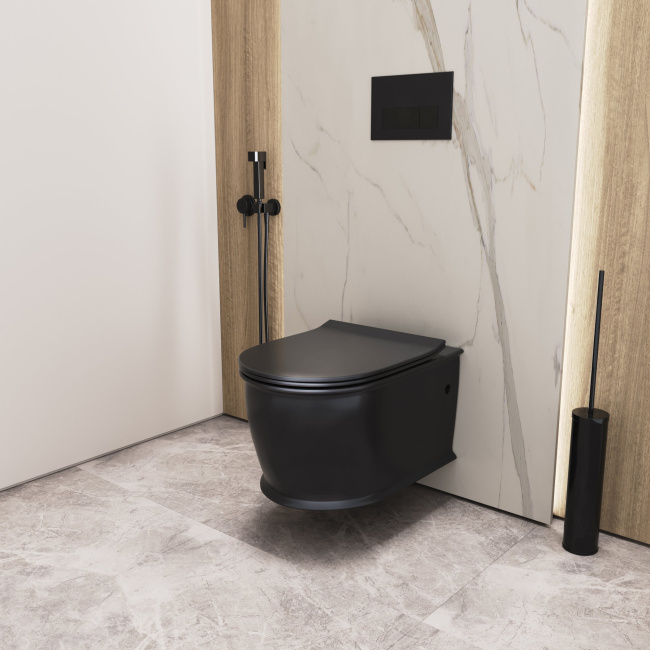 Grossman GR-4482BMS Retro (545*370*360) ЧЕРНЫЙ МАТОВЫЙ подвесной БЕЗОБОДКОВЫЙ с тонкой крышкой