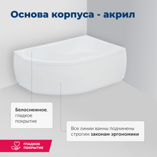 Aquanet Capri 160x100 R (с каркасом и фронтальной панелью)