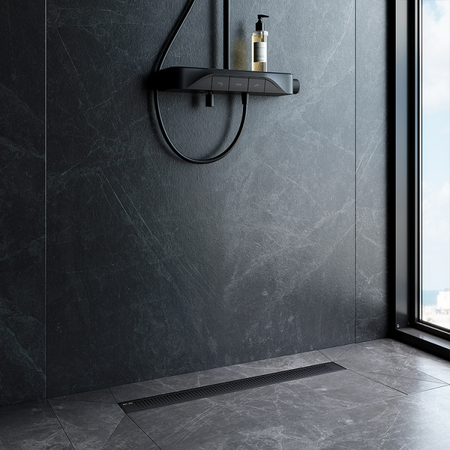 Am.Pm PrimeFlow 70 W02SC-P11-070-01BM с Черной матовой решеткой Cut Gradient