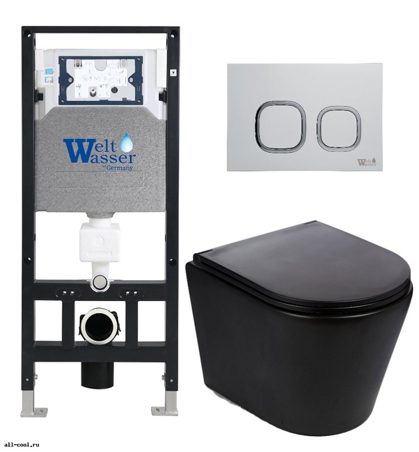 Унитаз с инсталляцией WeltWasser AMBERG 506 + SALZBACH 043 MT-BL + AMBERG RD-WT