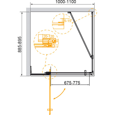 Cezares Slider 110x90 SLIDER-AH-1-90-100/110-BR-Cr профиль Хром стекло бронзовое без поддона