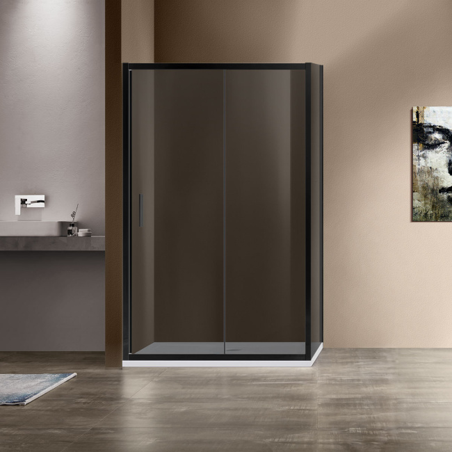 Vincea Garda VSR-1G9012CGB, 1200x900, черный, стекло тонированное без поддона