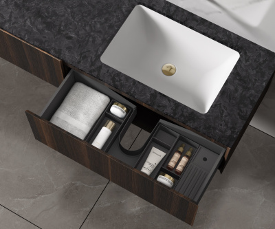 Vincea Luxe 1400 подвесная, 2 выкатных ящика soft close, натуральный орех