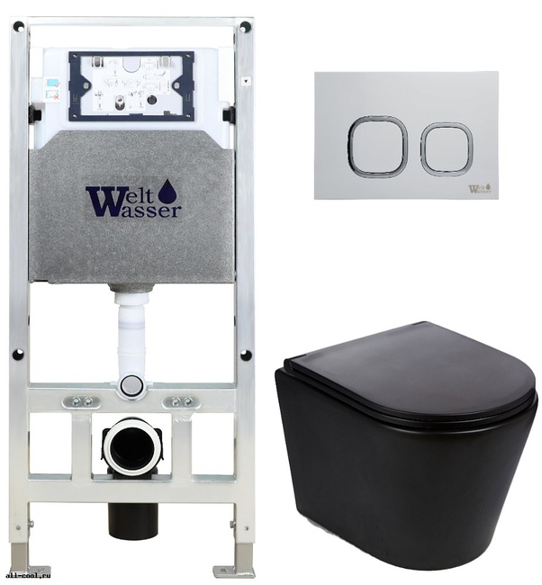 Унитаз с инсталляцией WeltWasser AMBERG 506 ST + SALZBACH 043 MT-BL + AMBERG RD-WT