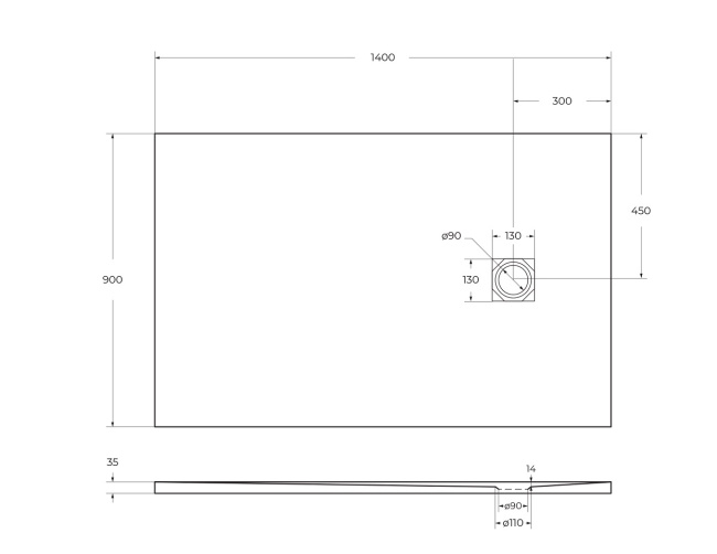 BelBagno UNO TRAY-MR-UNO-AH-140/90-35-W-CR