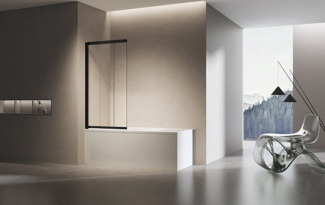 Vincea VSB-6E900CLB-L, 900*1400, черный, стекло прозрачное, левая