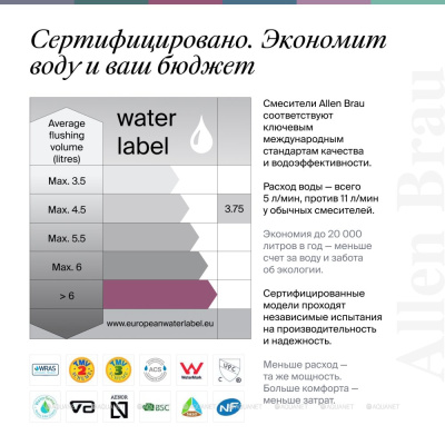Allen Brau 5.31T10-MG PRIORITY Душ.сист,Терм. VERNET, излив повор.,Верх.душ Slim Ф300 мм, графит браш (323739)