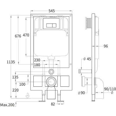 Унитаз с инсталляцией WeltWasser BAMBERG 545+HEIMBACH 043 MT-BL+BAMBERG BL черный матовый/кнопка черная, безободковый, с крышкой микролифт, слив торнадо