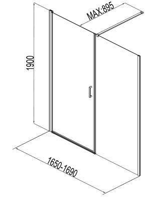 Aquanet Cinetic 170, прозрачное стекло (AE12-N-90H190U-CT + AE12-F-80H190U-CT)