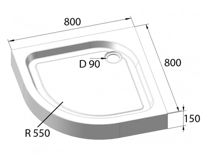 BelBagno TRAY-BB-R-80-550-15-W